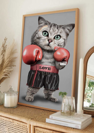 Tablou înramat „boxing cat” de Adam Lawless