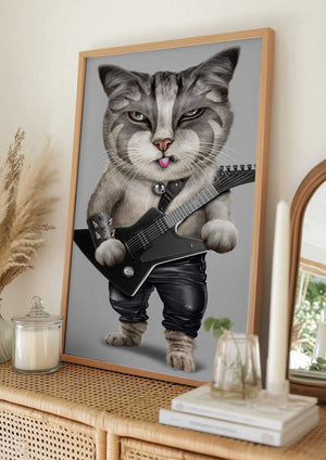 Tablou înramat „heavy metal cat” de Adam Lawless