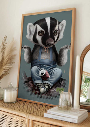 Tablou înramat „badger chill” de Adam Lawless