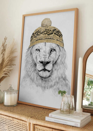 Tablou înramat „Winter Lion” de Balazs Solti