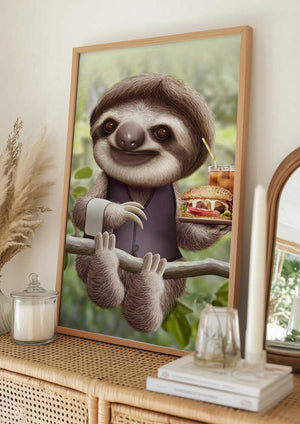 Tablou înramat „SLOTH ONTREE DELIVERY” de Adam Lawless