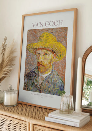 Tablou înramat „Self Portrait With Straw Hat” de Vincent Van Gogh