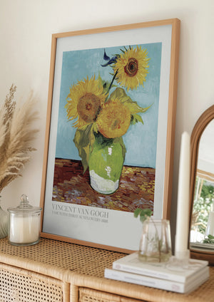 Tablou înramat „Vase With Three Sunflowers” de Vincent Van Gogh