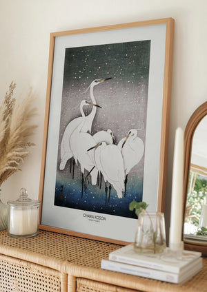 Tablou înramat „Group Of Egrets” de Ohara Koson