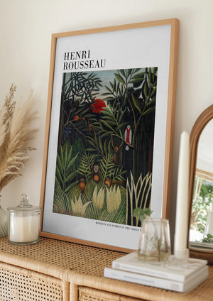 Tablou înramat „Monkeys And Parrot In The Virgin Forest” de Henri Rousseau