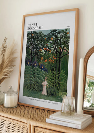 Tablou înramat „Femme Se Promenant Dans Une Foret Exotique” de Henri Rousseau