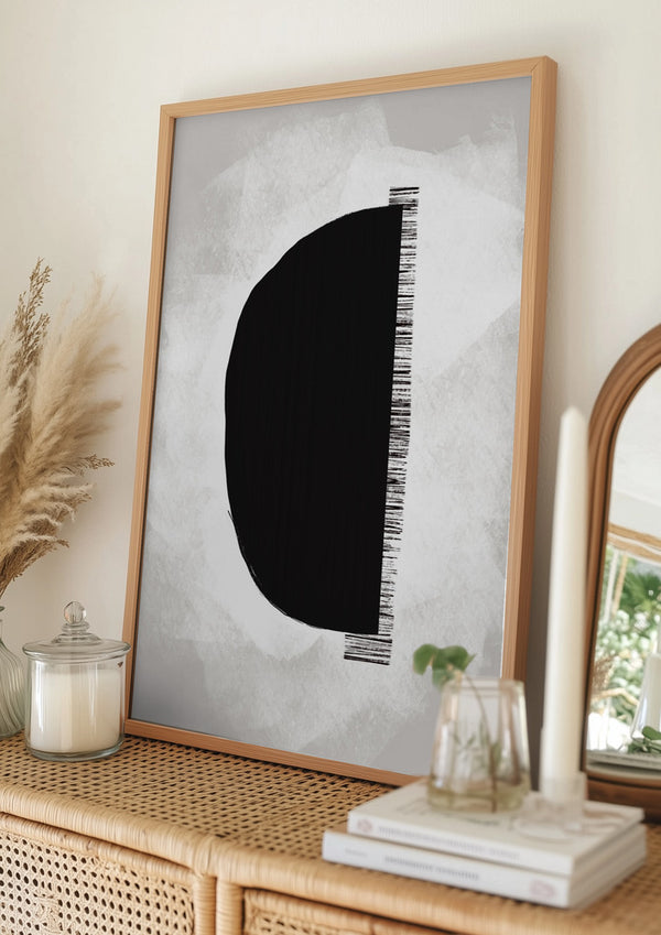 Tablou înramat „Black Shape Against A Textured White Background” de uplusmestudio