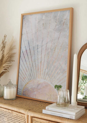 Tablou înramat „Sun Boho Morning Metallic Print” de Sarah Manovski