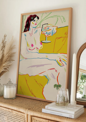 Tablou înramat „Girl With A Wineglass” de Francesco Gulina
