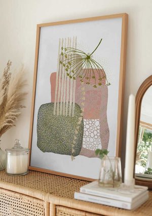 Tablou înramat „Delicate Pink and Green-3” de Sally Ann Moss