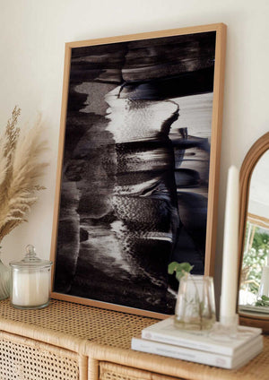 Tablou înramat „Monochrome Textures And Fluid Brushstrokes” de uplusmestudio