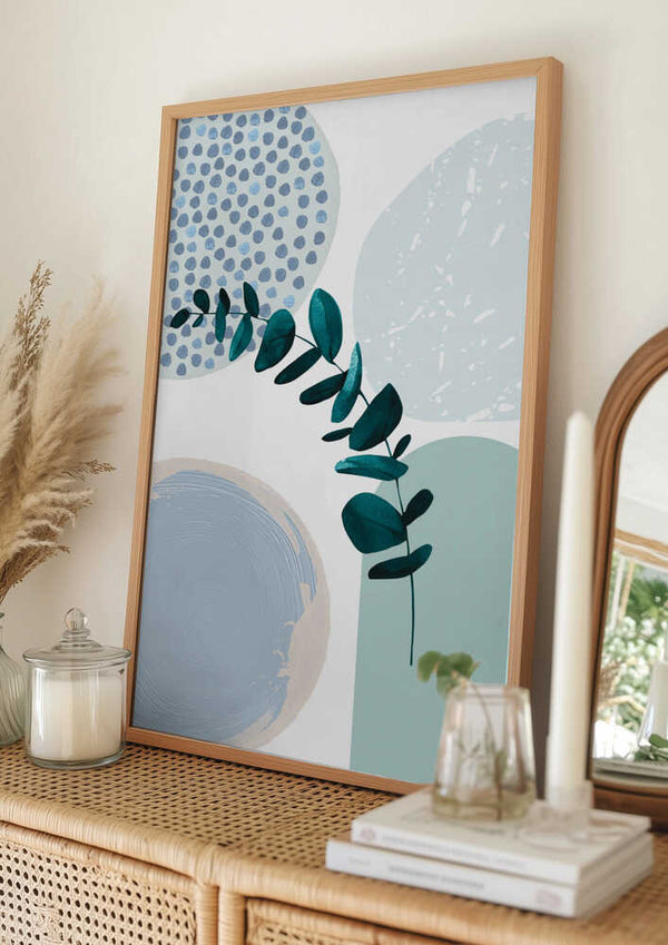 Tablou înramat „Blue green boho-2” de Sally Ann Moss