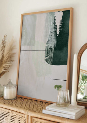 Tablou înramat „Abstract Shapes in Green-2” de Sally Ann Moss