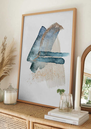 Tablou înramat „Atlantic Blue Abstract-3” de Sally Ann Moss