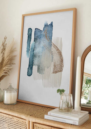 Tablou înramat „Atlantic Blue Abstract-2” de Sally Ann Moss