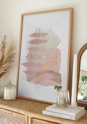 Tablou înramat „Mystical Pink Abstract-2” de Sally Ann Moss