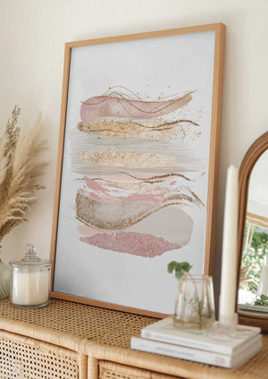 Tablou înramat „Mystical Pink Abstract-1” de Sally Ann Moss