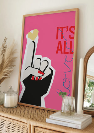 Tablou înramat „It's All Love Hand Pink” de Frances Collett