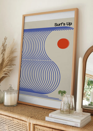 Tablou înramat „Surf's Up Biscuit Blue” de Frances Collett