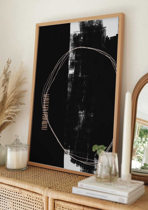 Tablou înramat „Abstract Black And White Artwork” de uplusmestudio
