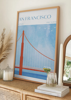 Tablou înramat „San Francisco, Golden Gate Bridge” de longwayhome