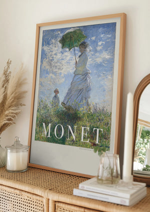 Tablou înramat „Woman With Parasol” de Claude Monet