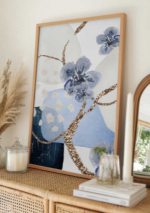 Tablou înramat „Floral Blue-3” de Sally Ann Moss