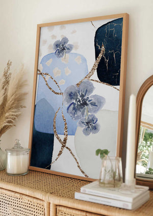 Tablou înramat „Floral Blue-1” de Sally Ann Moss