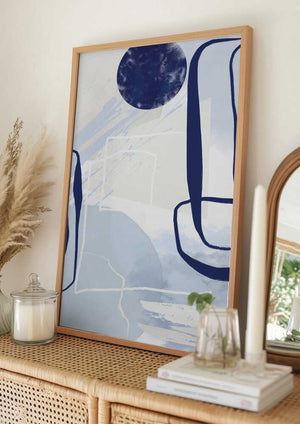 Tablou înramat „Lines of Blue-3” de Sally Ann Moss
