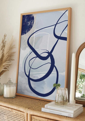 Tablou înramat „Lines of Blue-2” de Sally Ann Moss