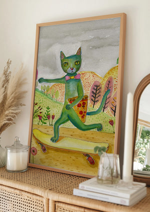 Tablou înramat „Pizza Cat” de Sharyn Bursic
