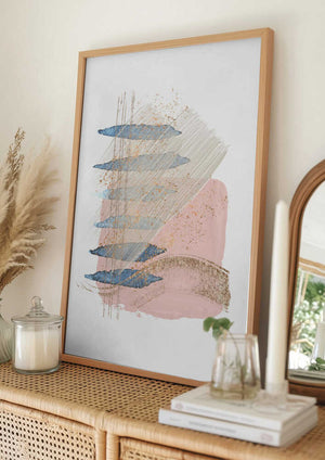 Tablou înramat „Soft Pink Blue 1” de Sally Ann Moss