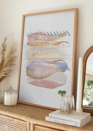 Tablou înramat „Soft Pink Blue 3” de Sally Ann Moss