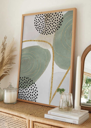 Tablou înramat „Calm green- 4” de Sally Ann Moss