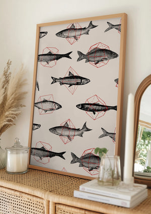 Tablou înramat „Fishes In Geometrics Nº4” de Florent Bodart