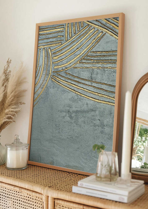 Tablou înramat „Ancient Gold Sun” de Alyson Storms