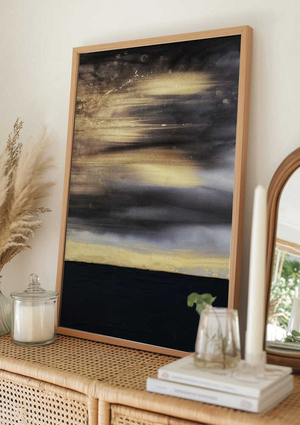 Tablou înramat „Black and Gold” de Alyson Storms