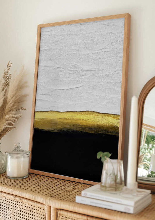 Tablou înramat „Black and White Golden Night” de Alyson Storms