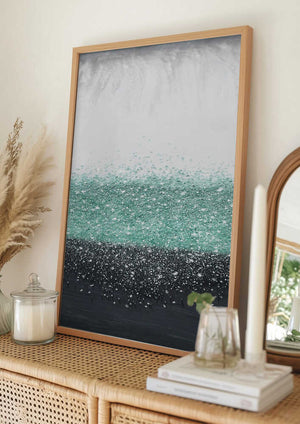 Tablou înramat „Crystal Rain Green” de Alyson Storms