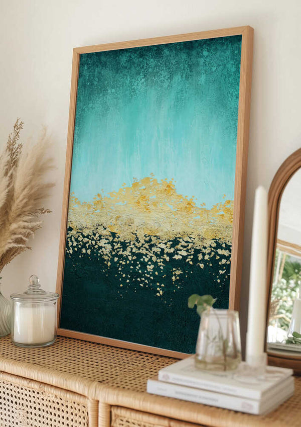 Tablou înramat „Golden Dawn Teal” de Alyson Storms