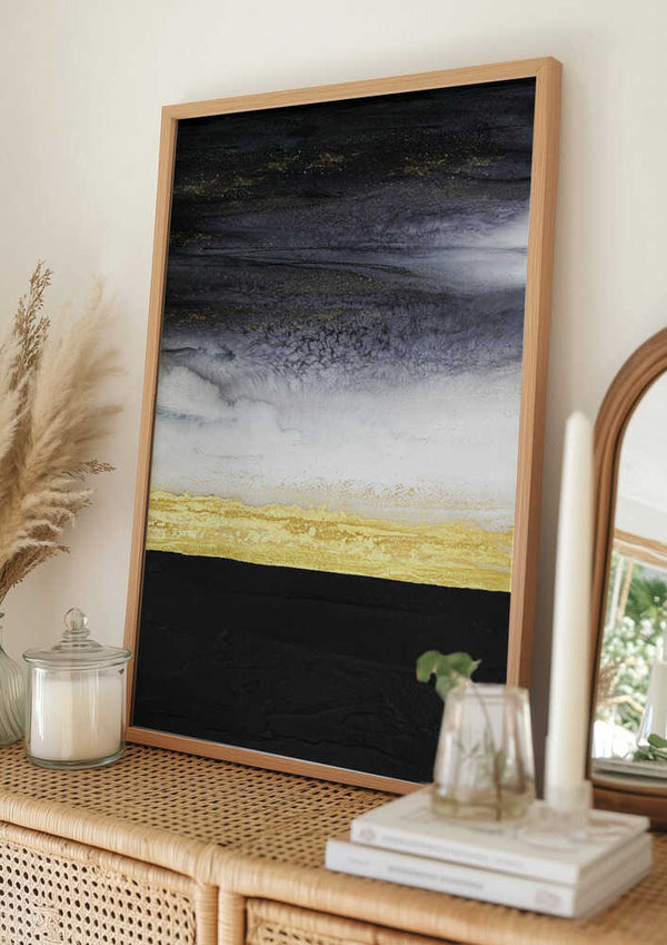 Tablou înramat „Noir and Gold” de Alyson Storms