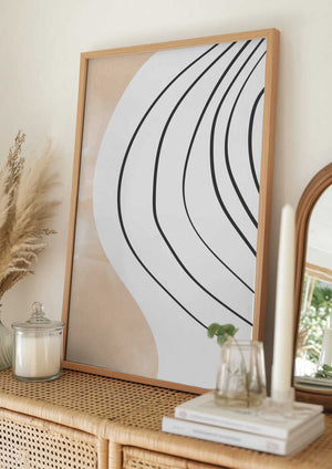 Tablou înramat „Beige Black Line Art” de Melloi Art Prints