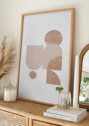 Tablou înramat „Beige Geometric Art” de Melloi Art Prints