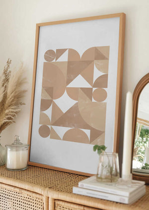 Tablou înramat „Beige Geometric Art” de Melloi Art Prints