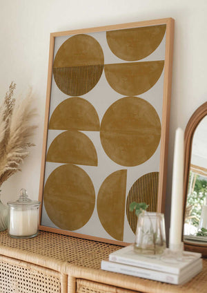 Tablou înramat „Golden Geometric Rhythm” de THE MIUUS STUDIO