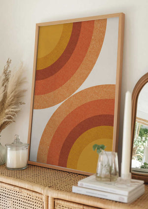 Tablou înramat „Retro Sunburst Waves” de THE MIUUS STUDIO