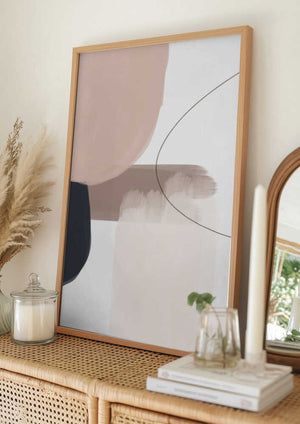 Tablou înramat „Abstract Beige Black Art” de Melloi Art Prints