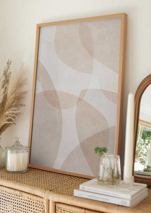 Tablou înramat „Abstract Beige Geometric Art” de Melloi Art Prints