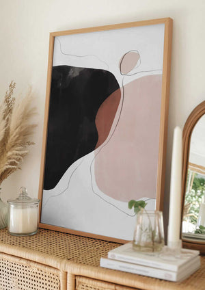 Tablou înramat „Black Pink Abstract Art” de Melloi Art Prints