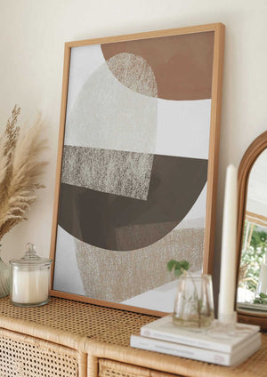 Tablou înramat „Earth Tone Geometric Art” de Melloi Art Prints